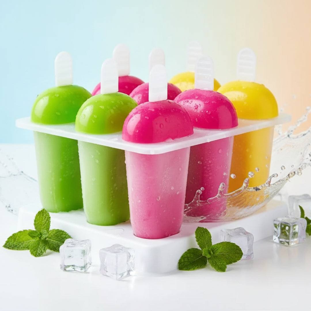 6-Piece Ice Cream Kulfi Mold Set – Multicolor Polypropylene Stick & Candy Moulds
