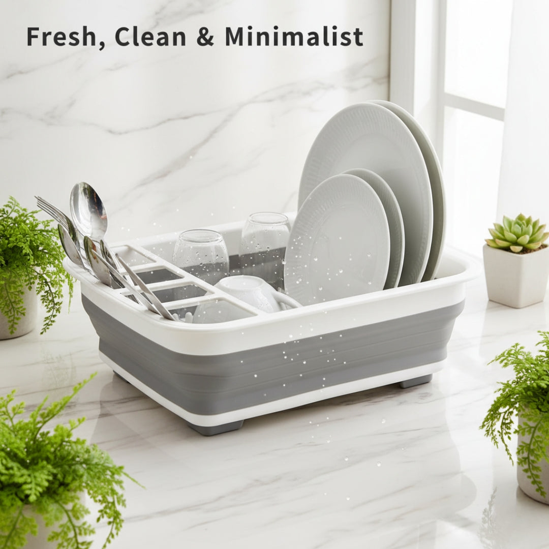 Collapsible Silicone Dish Drying Rack – Folding Drainer