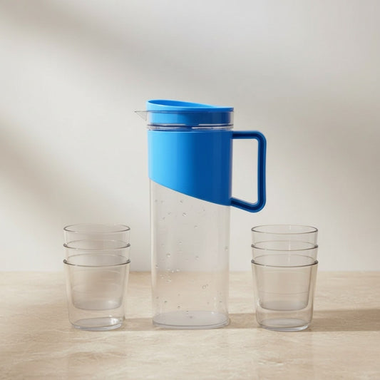 2000ml Transparent Water Jug Set – Stylish 4-Piece Pitcher with Handle
