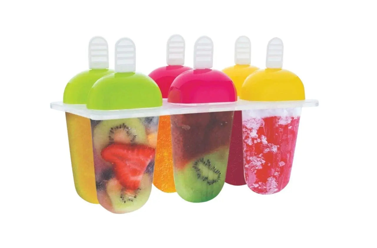 6 - Piece Multicolor Polypropylene Ice Mold | Kulfi Maker, Stick Cream & Candy Mold (Assorted Colors) - Chestore