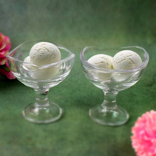 Elegant Glass Dessert Bowls & Ice Cream Cups – 2 Pc Footed Serveware Set - Chestore