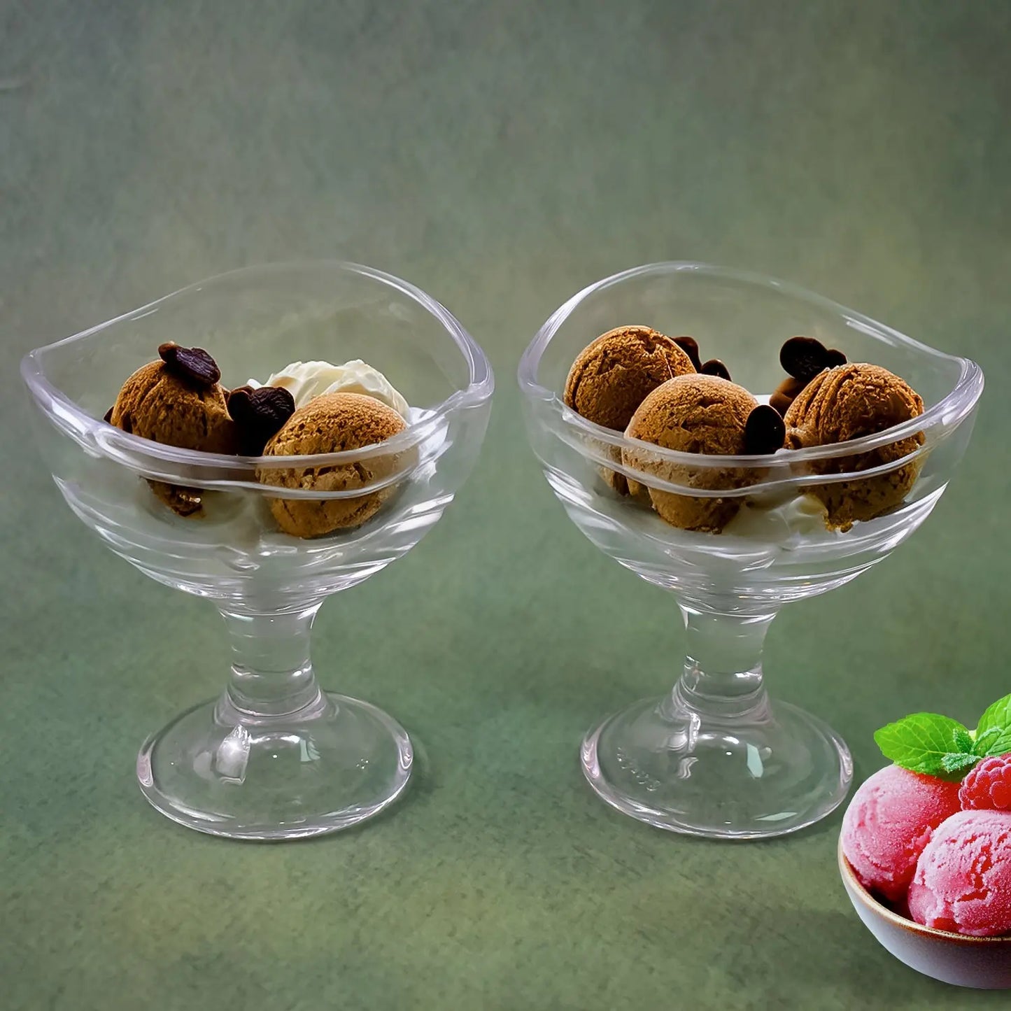 Elegant Glass Dessert Bowls & Ice Cream Cups – 2 Pc Footed Serveware Set - Chestore