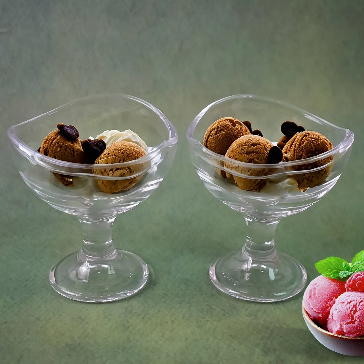 Elegant Glass Dessert Bowls & Ice Cream Cups – 2 Pc Footed Serveware Set - Chestore