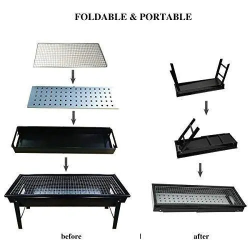 Folding Portable BBQ Grill Set – Outdoor & Home Barbecue Cooking - Chestore