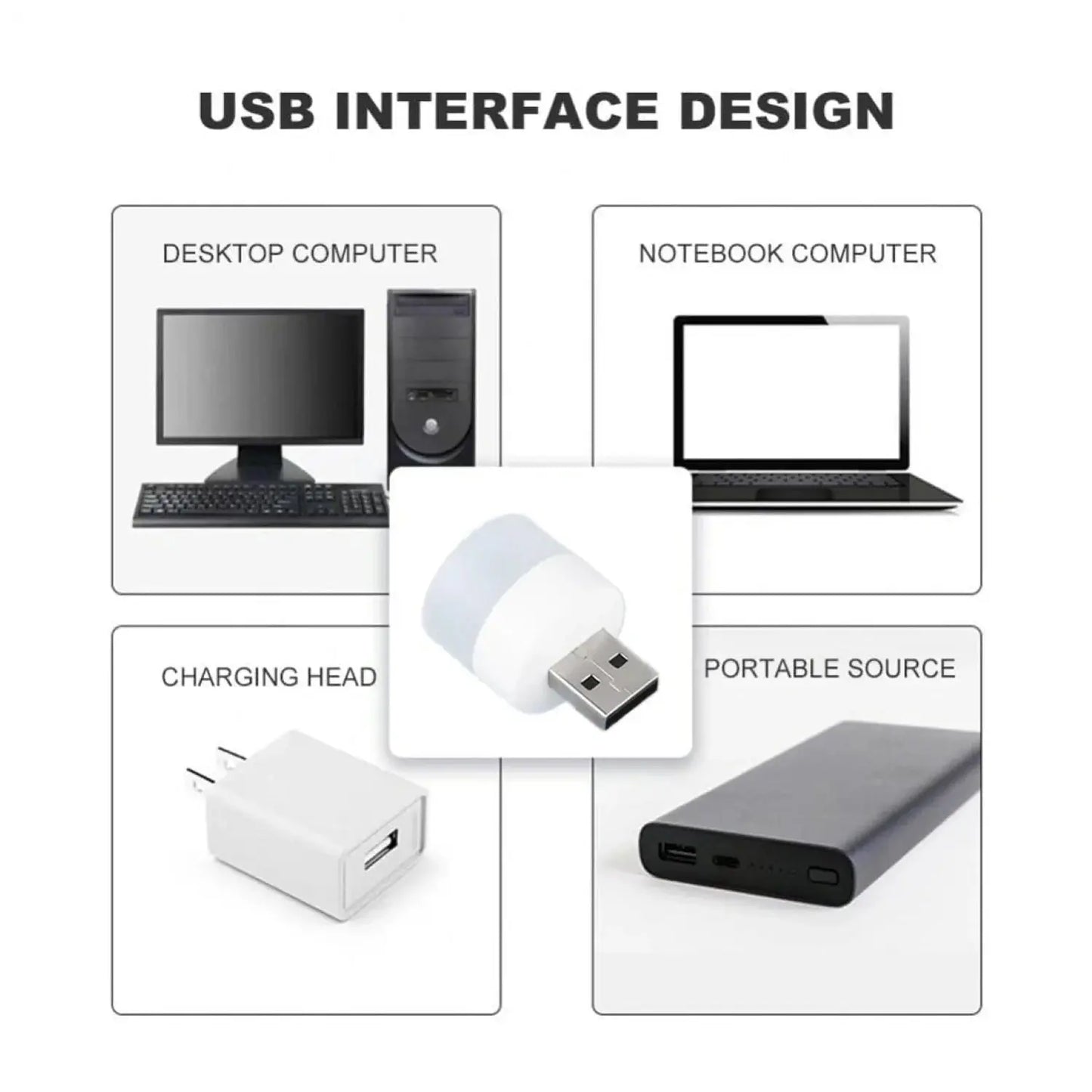 Mini USB LED Night Light Lamp – Portable 5 Pcs Set for PC & Laptop – Mix Colors - Chestore