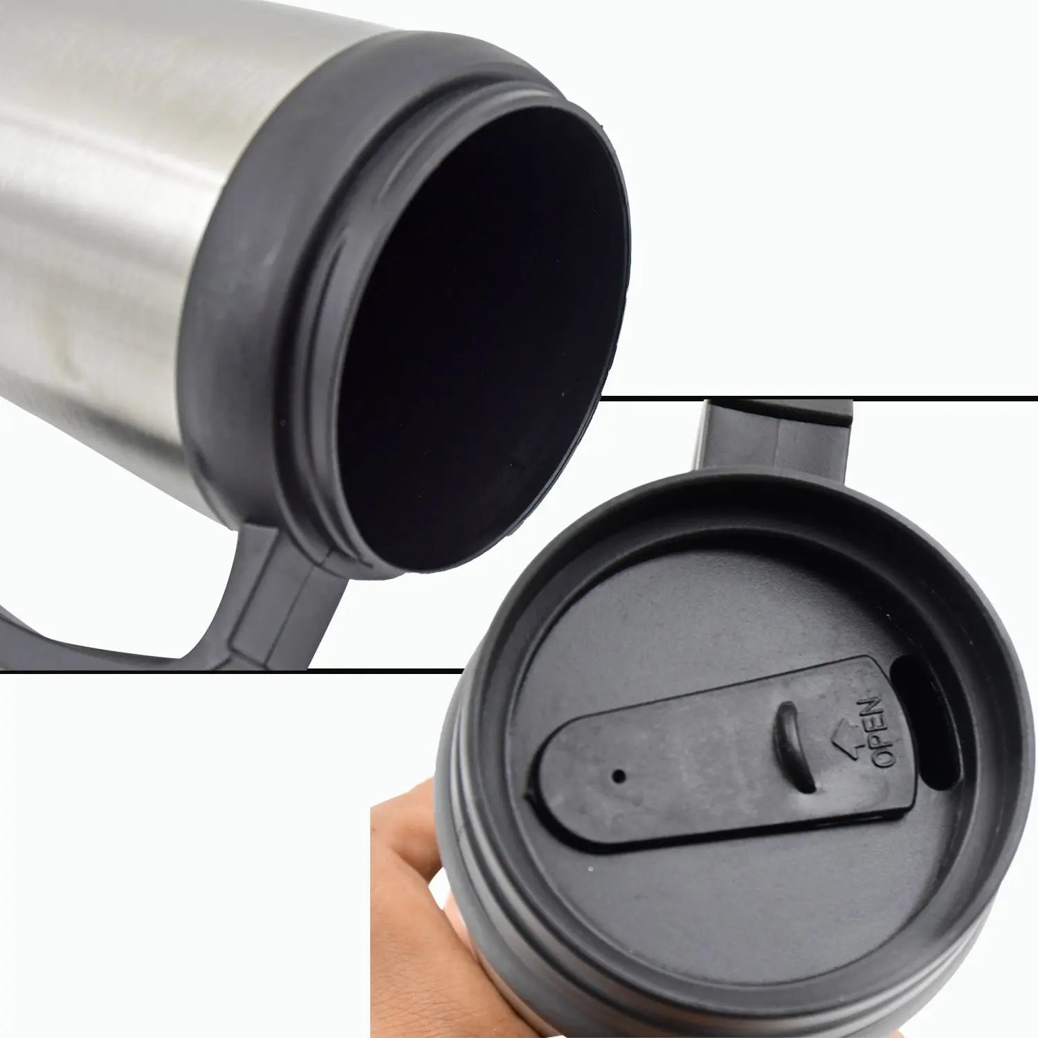 Stainless Steel Vacuum Glass Insulated Coffee Cups with Lid & Handle – Double - Walled Travel Mug - Chestore