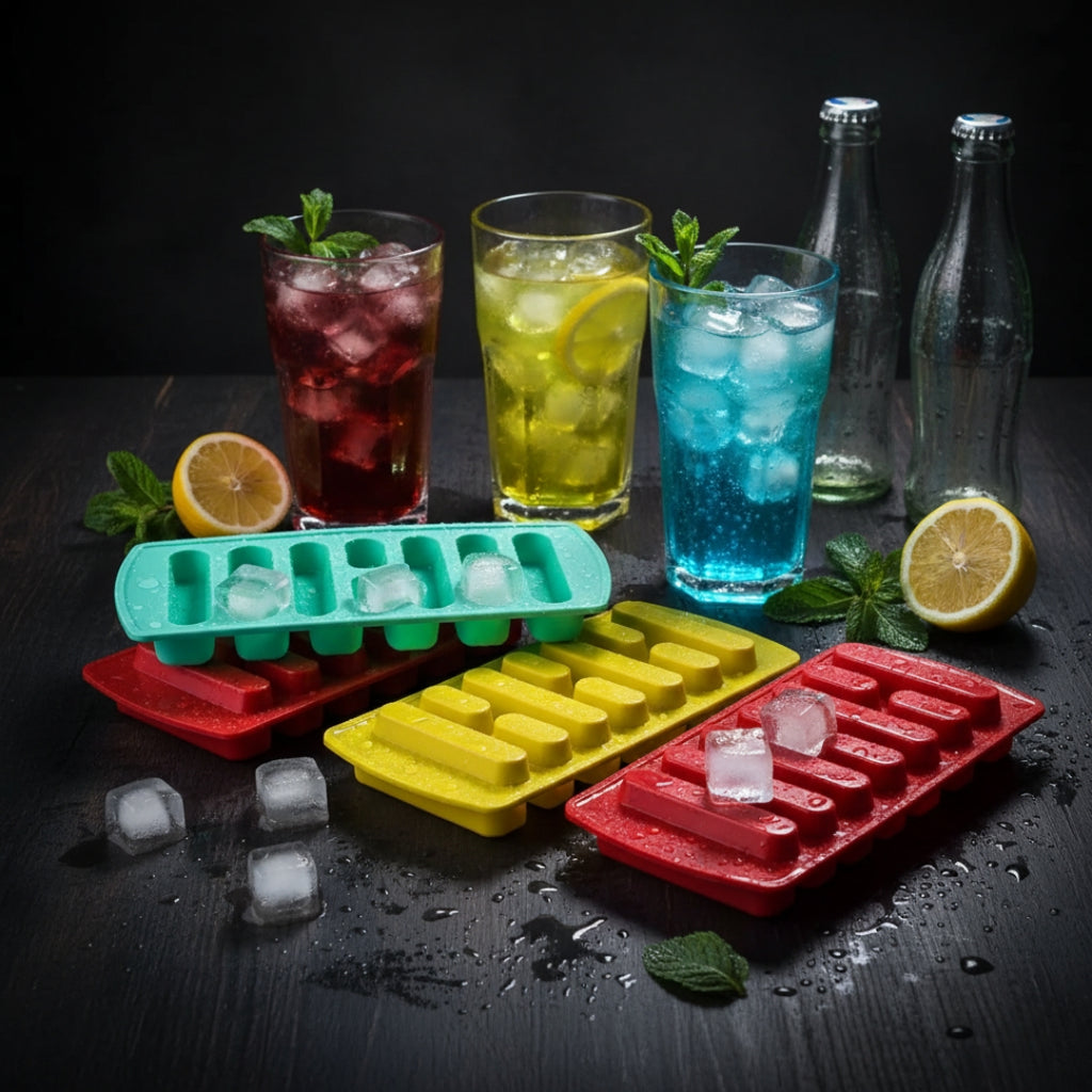 4-Piece Fancy Ice Cube Tray Set – Multi-Purpose Silicone Molds