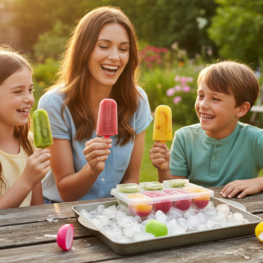 6-Piece Ice Cream Kulfi Mold Set – Multicolor Polypropylene Stick & Candy Moulds