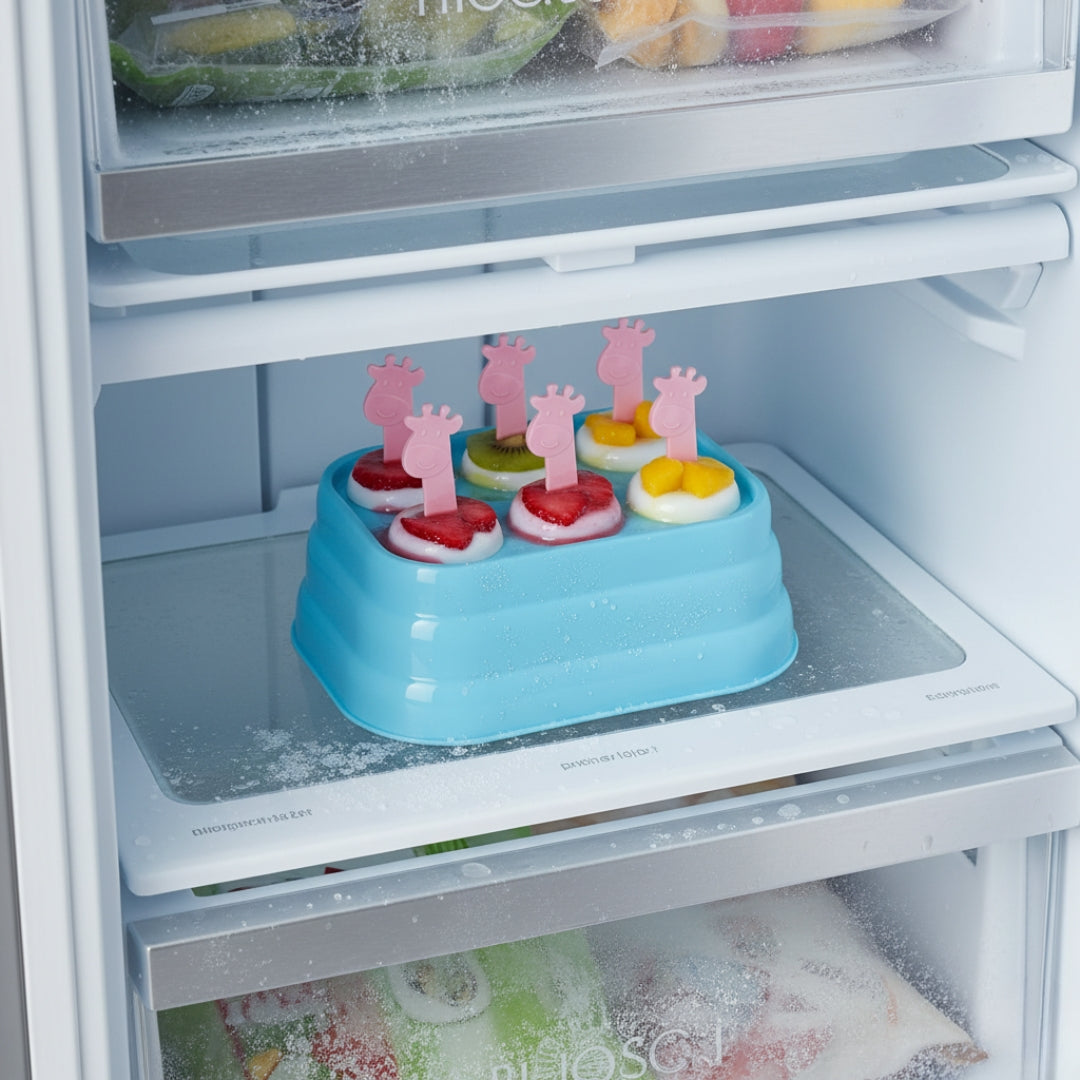 6-Cavity Giraffe-Shaped Popsicle Molds – Reusable Ice Cream Mould for Kids