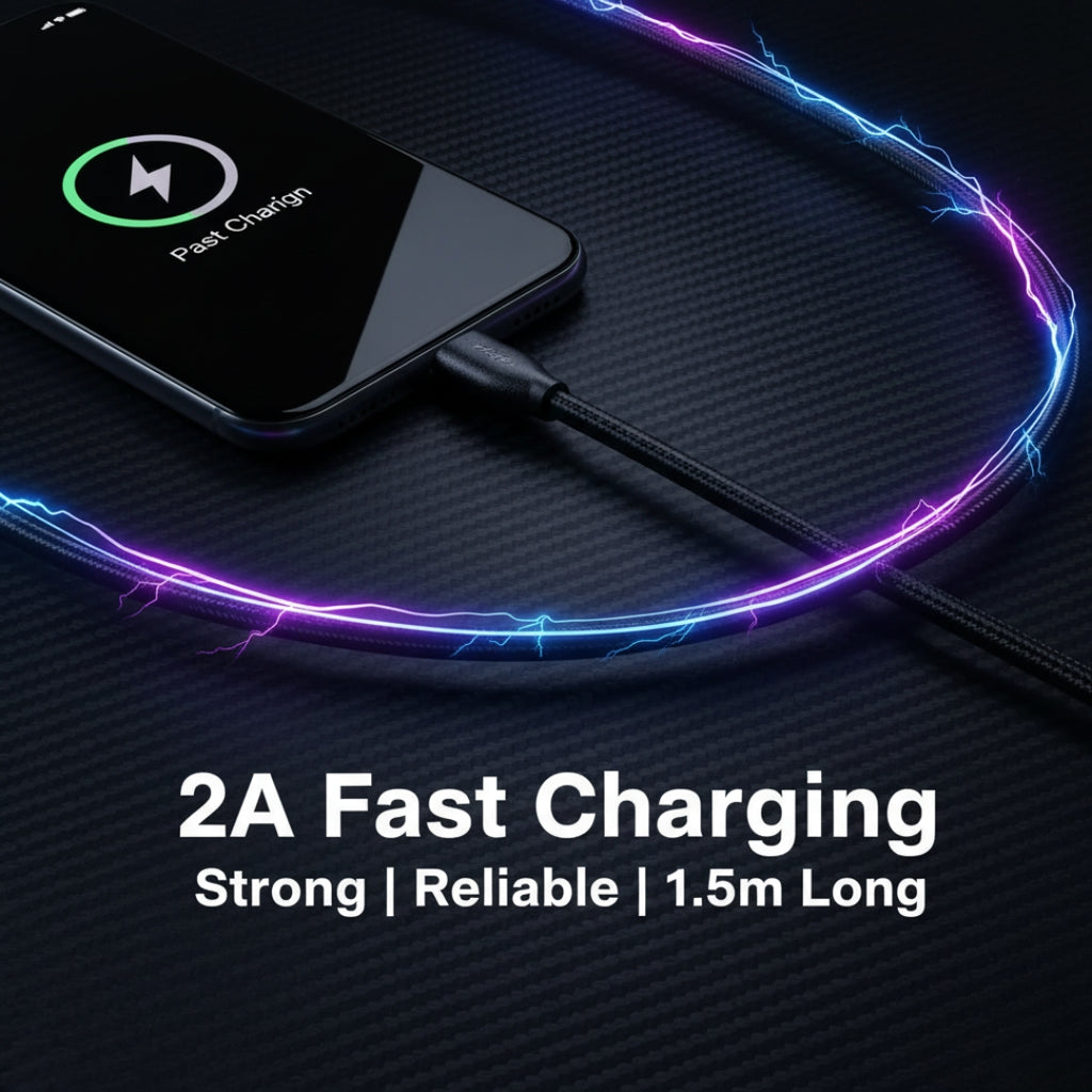 2A Fast Charging Micro USB Cable – Tough & Long for Android