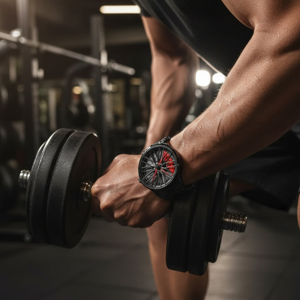 Men’s Sports Watch – 3D Car Wheel Hub Dial, Waterproof, Rugged Design