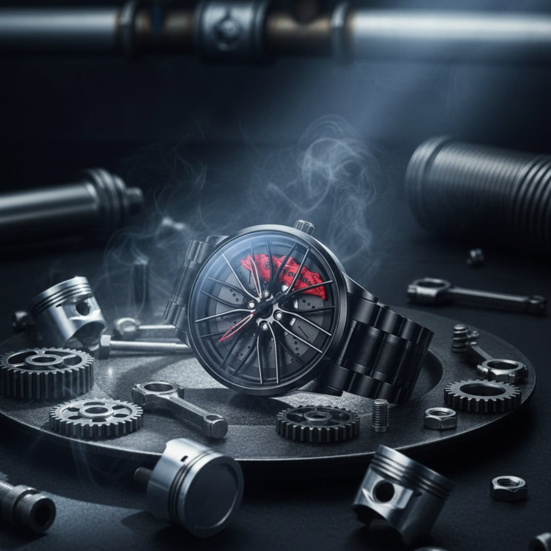 Men’s Sports Watch – 3D Car Wheel Hub Dial, Waterproof, Rugged Design