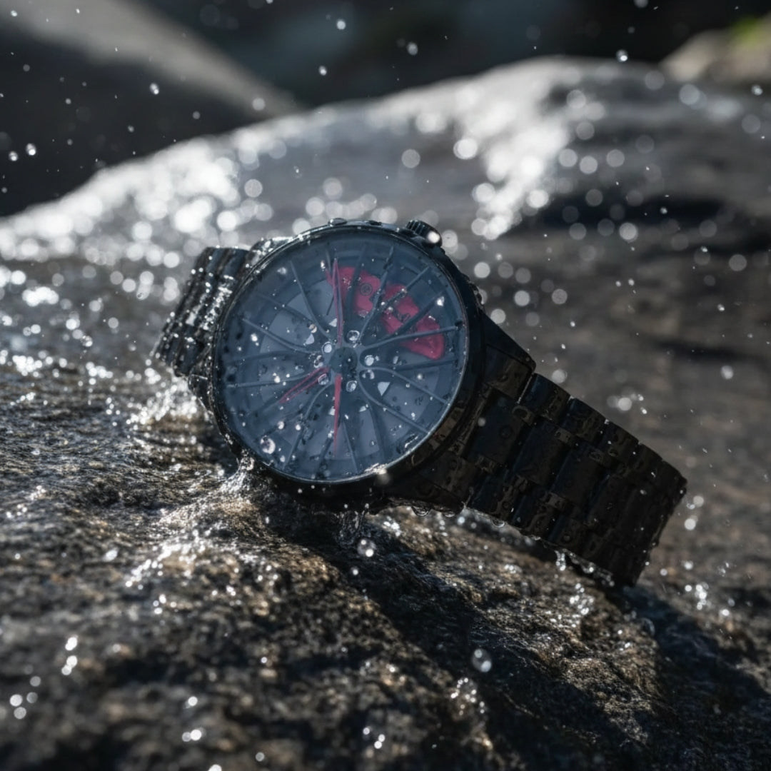 Men’s Sports Watch – 3D Car Wheel Hub Dial, Waterproof, Rugged Design