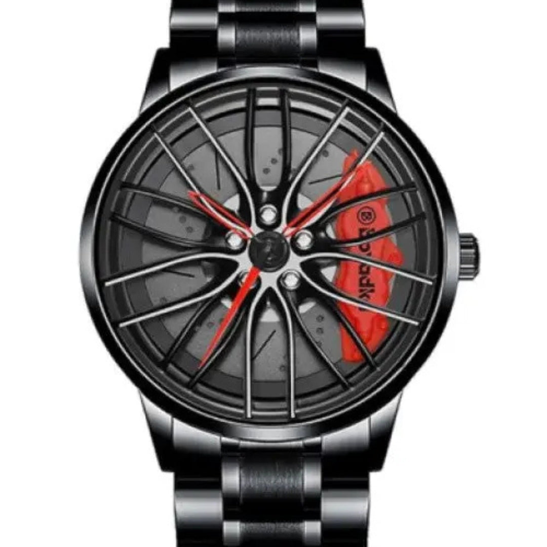 Men’s Sports Watch – 3D Car Wheel Hub Dial, Waterproof, Rugged Design