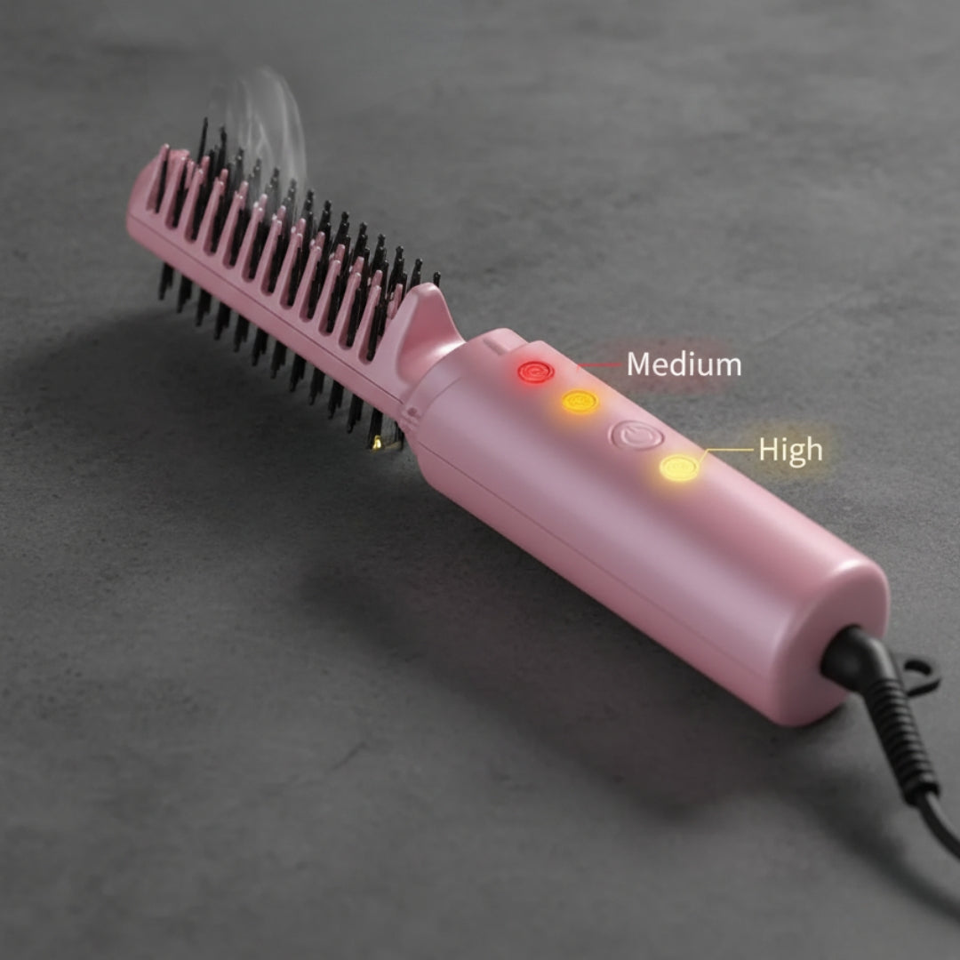 Rechargeable Mini Hair Straightener – Portable Cordless Hair Straightener Brush with 3 Adjustable Temperature Settings
