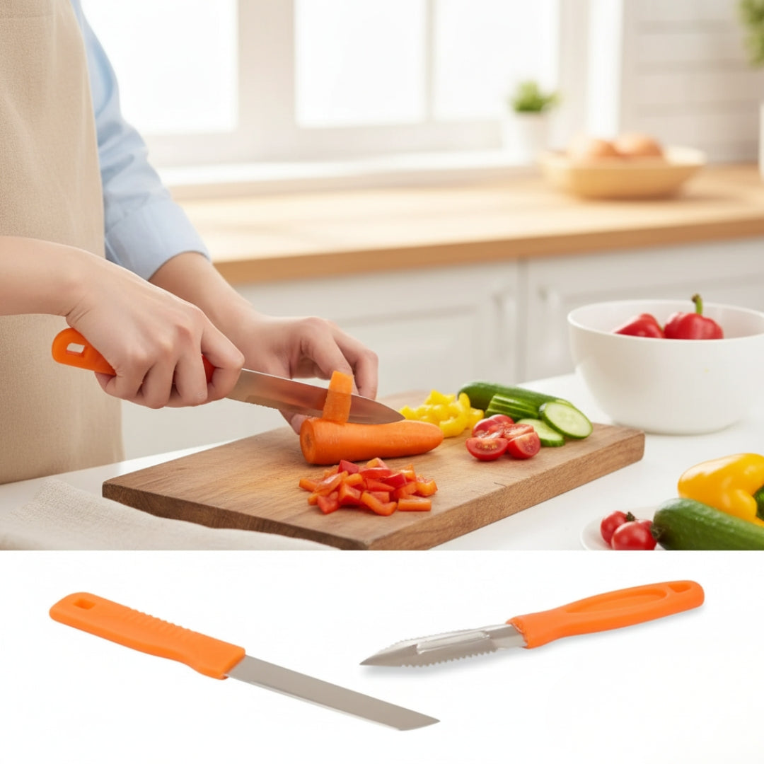 3-in-1 Stainless Steel Kitchen Knife Set – Cut, Peel & Chop Easily
