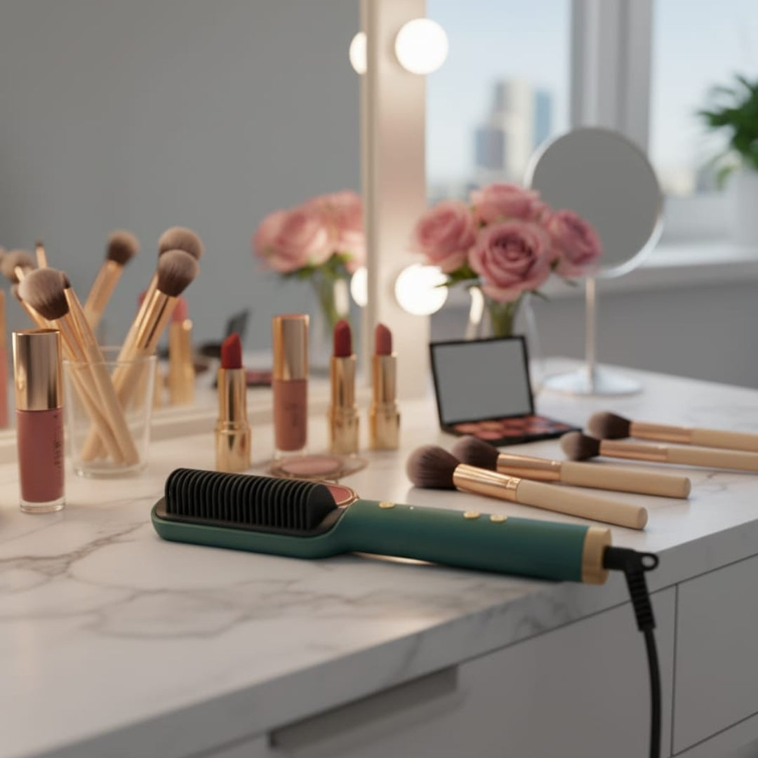 Hair Straightener Comb for Women – Multicolor Electric Styling Brush with 5 Temperature Settings