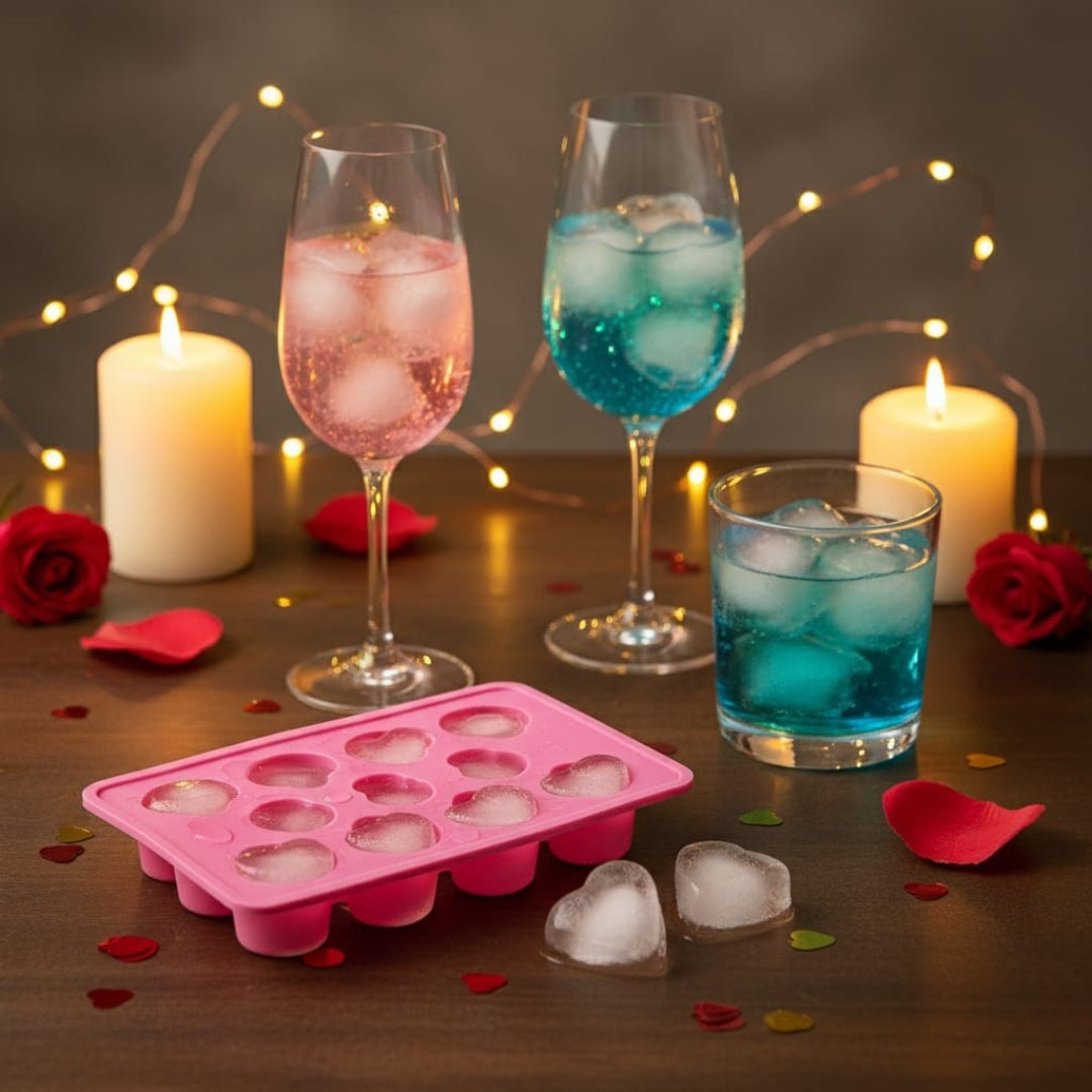 Heart-Shaped Ice Cube Tray – Flexible & Easy-Release Silicone Mold