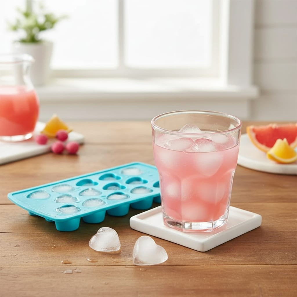 Heart-Shaped Ice Cube Tray – Flexible & Easy-Release Silicone Mold
