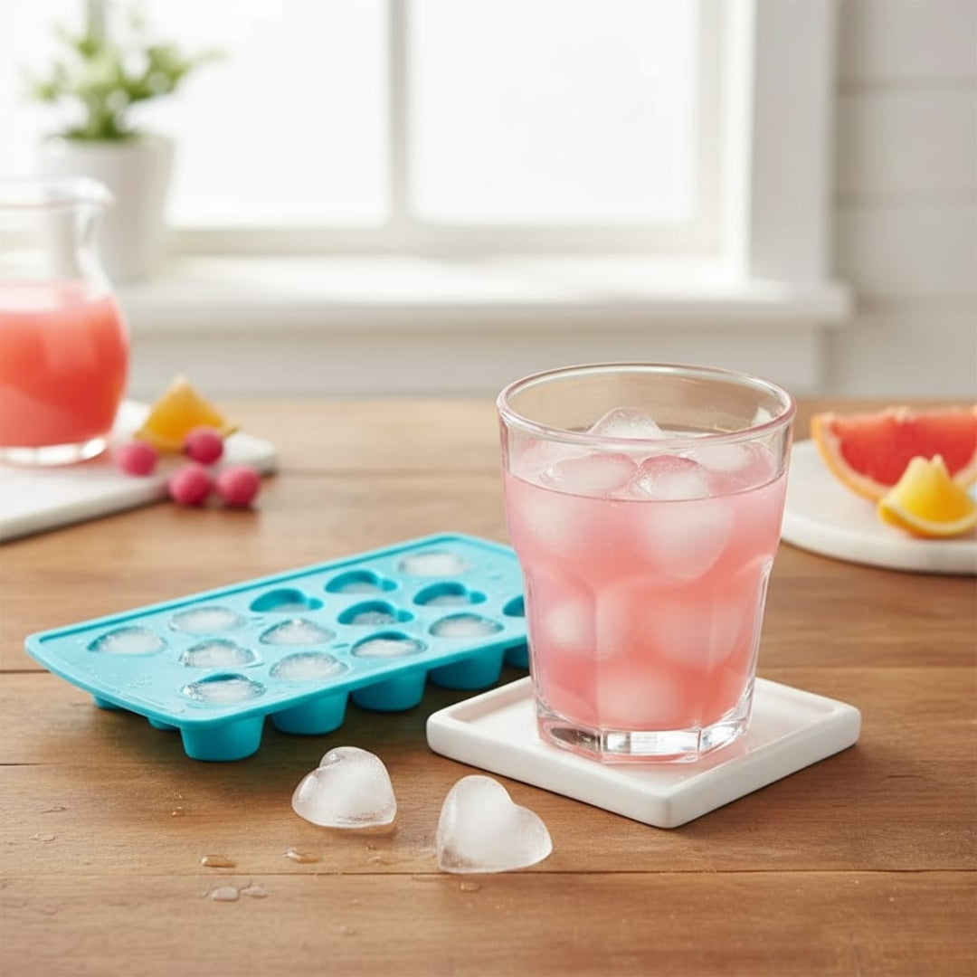 Heart-Shaped Ice Cube Tray – Flexible & Easy-Release Silicone Mold