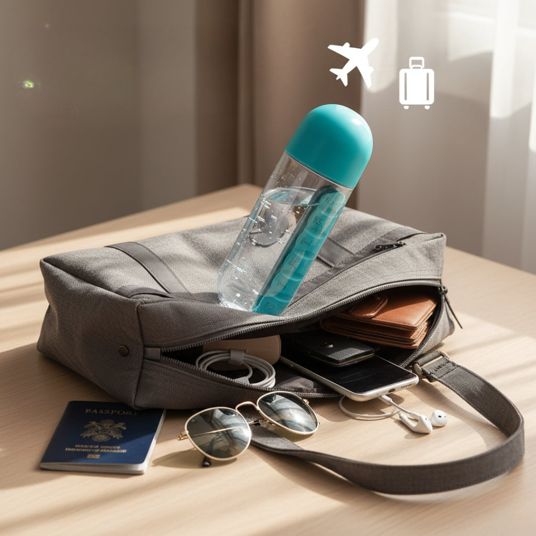 600ml Water Bottle with Pill Organizer – Travel-Friendly, Daily Medicine Storage Bottle