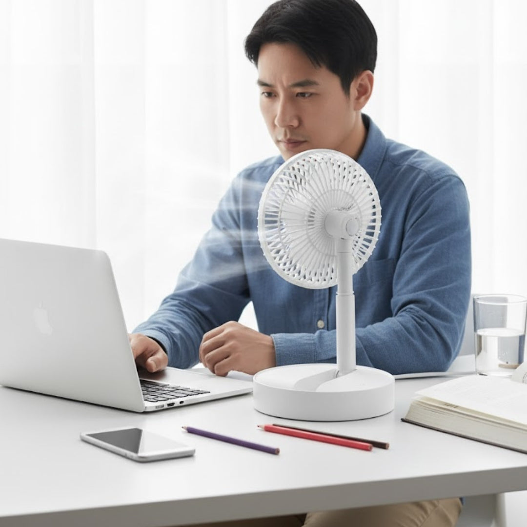 Powerful Rechargeable Table Fan – Portable USB Battery-Powered Desk Fan
