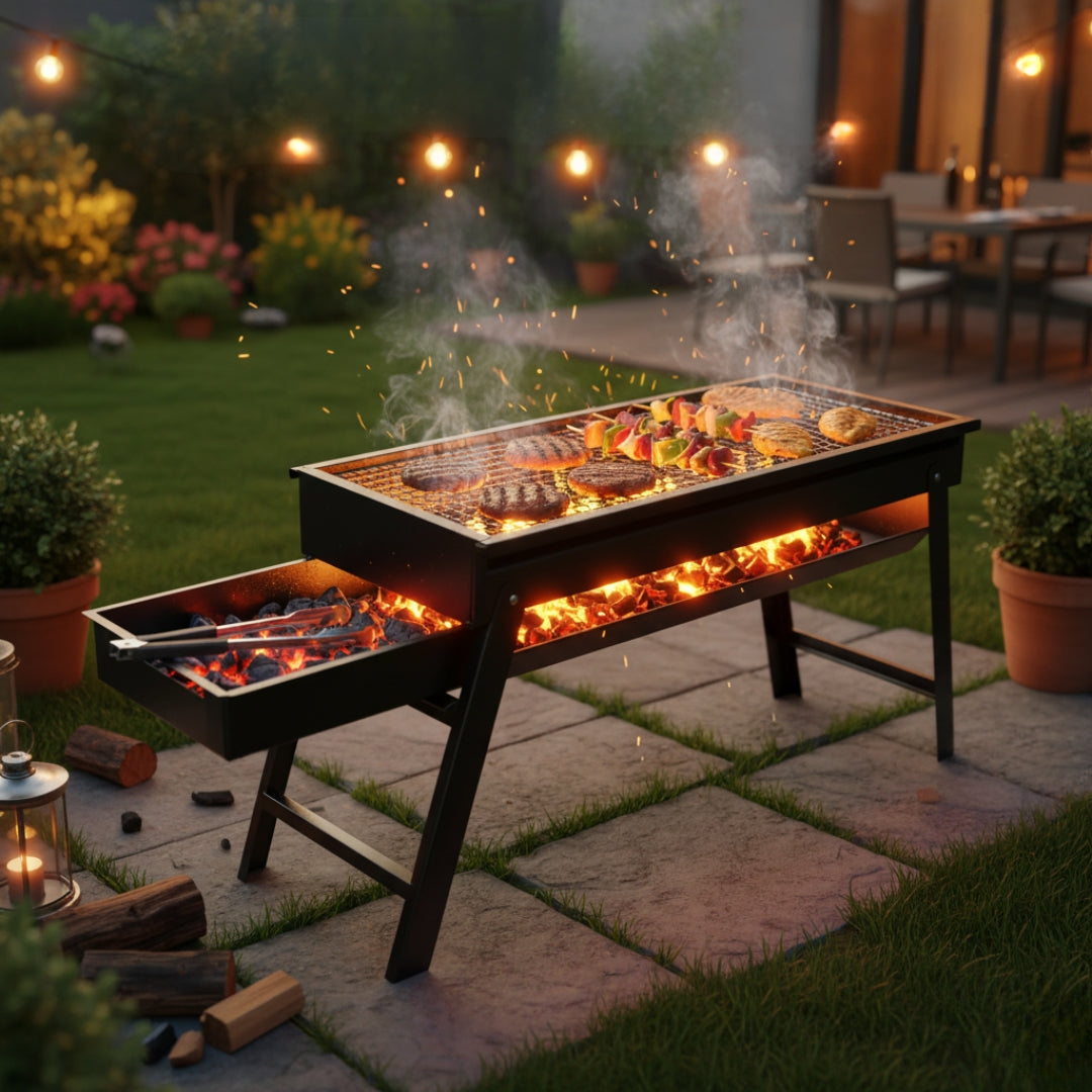 Folding Portable BBQ Grill | Outdoor & Indoor Cooking Set