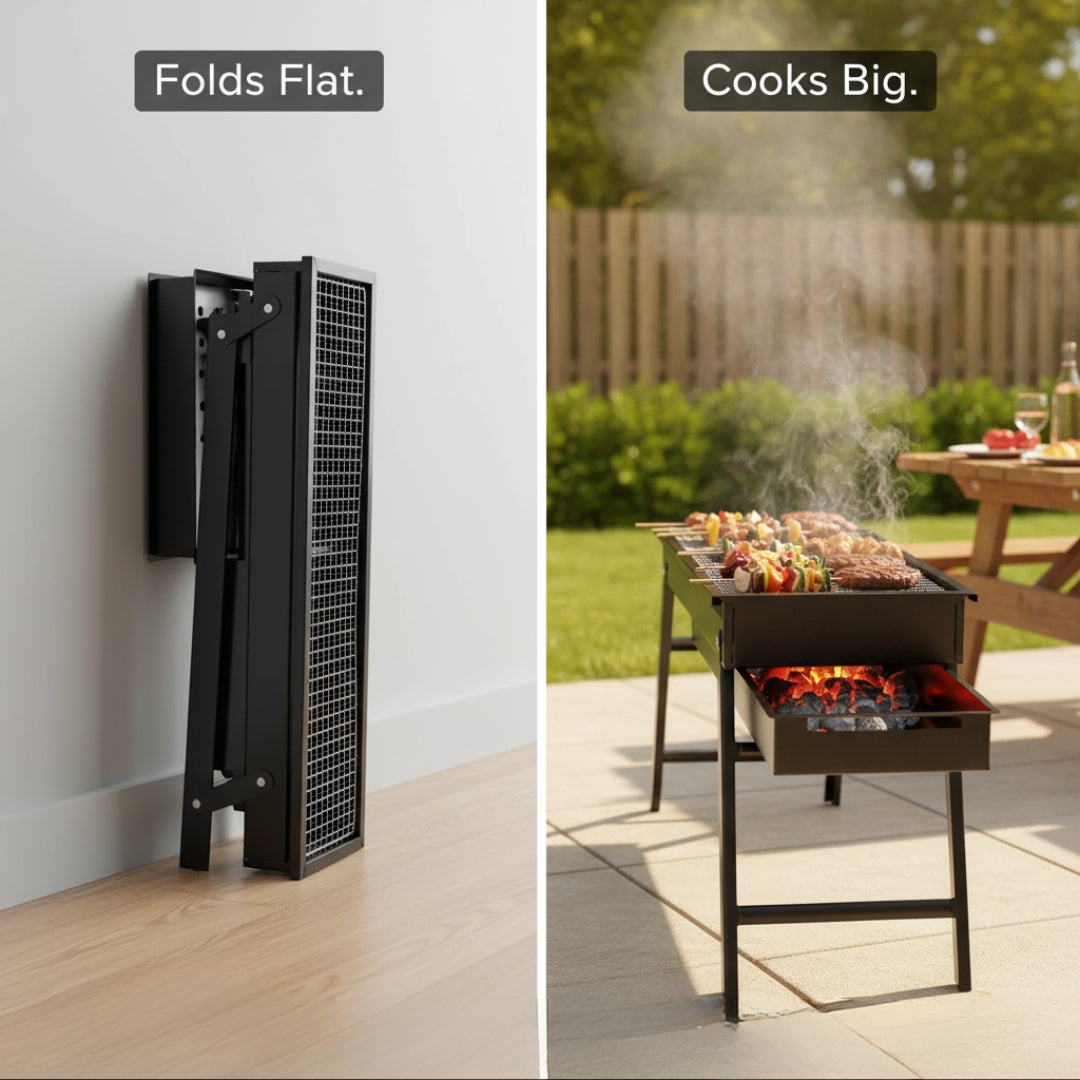 Folding Portable BBQ Grill | Outdoor & Indoor Cooking Set
