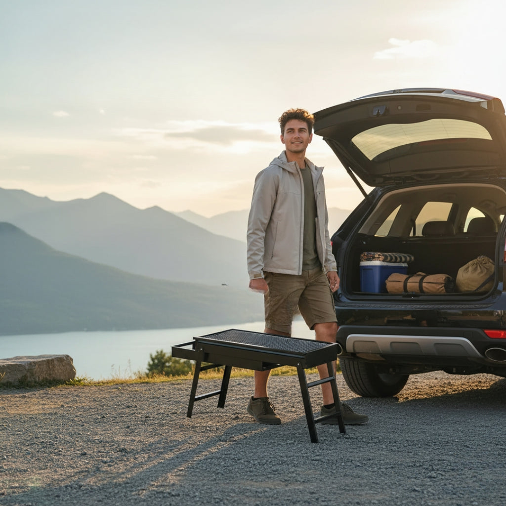 Folding Portable BBQ Grill | Outdoor & Indoor Cooking Set