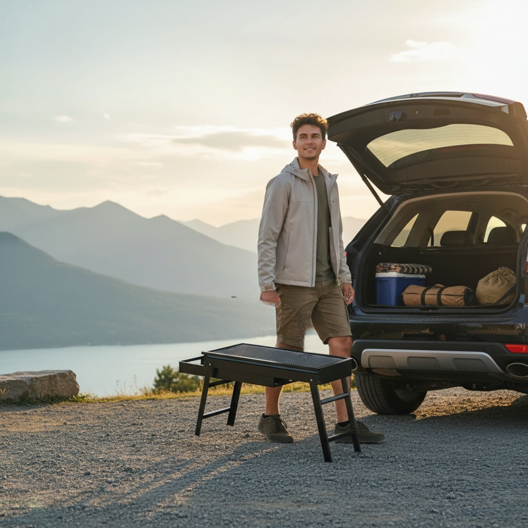 Folding Portable BBQ Grill | Outdoor & Indoor Cooking Set