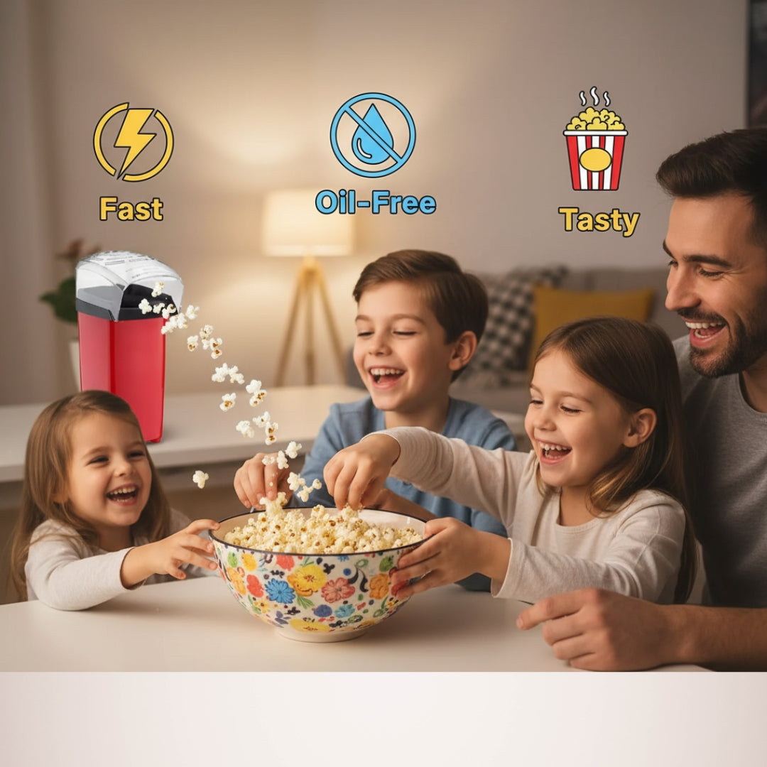 Electric Popcorn Maker – Hot Air Popper Machine for Oil-Free Healthy Snacks at Home