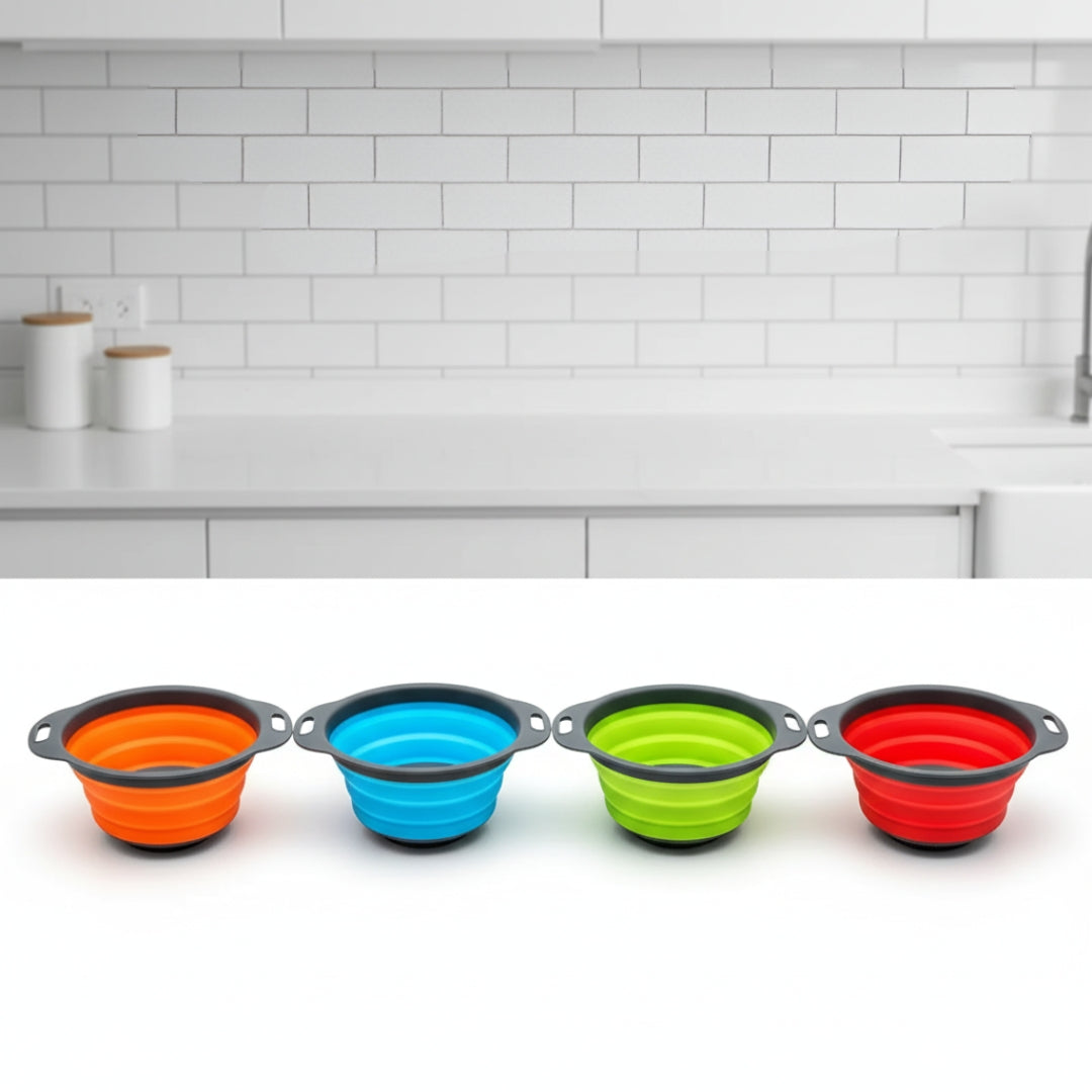 Foldable Silicone Strainer – Round Collapsible Colander for Kitchen Use