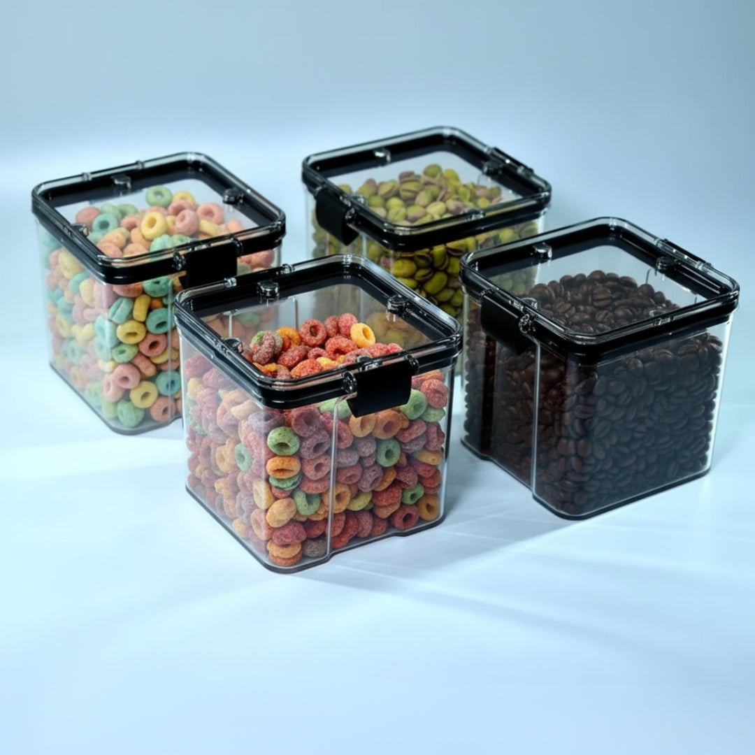 4-Piece Square Airtight Food Storage Container Set – 700ml Plastic Kitchen Containers