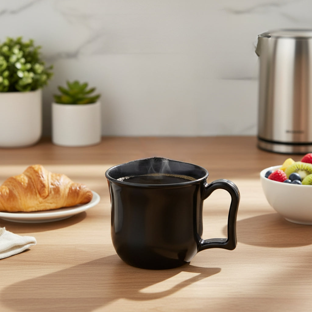 Black Plastic Coffee & Tea Mug with Handle – Premium Quality