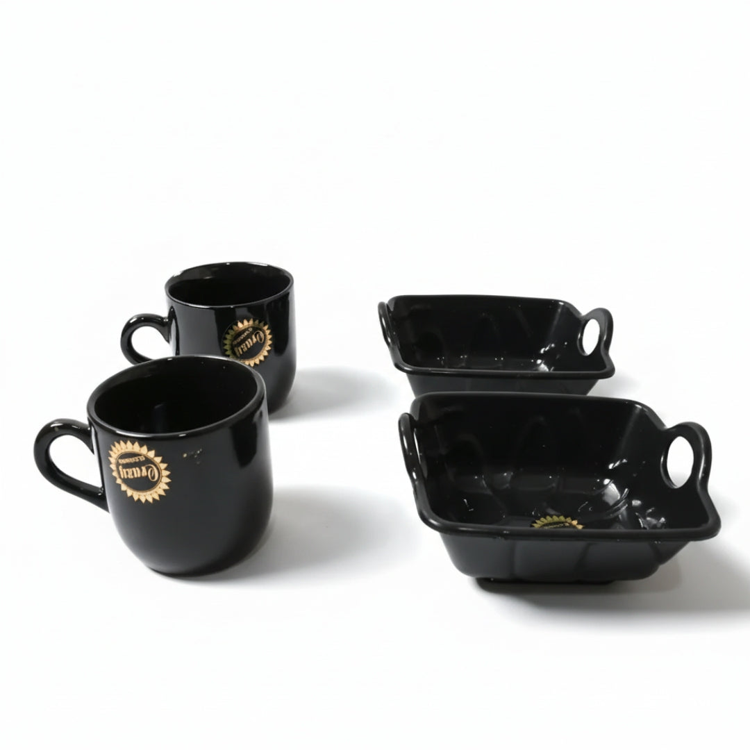 Ceramic Tea & Coffee Mug Set – 4 Pcs Elegant Cups