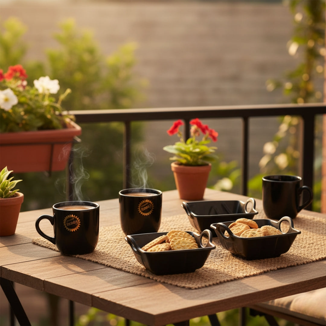 Ceramic Tea & Coffee Mug Set – 4 Pcs Elegant Cups