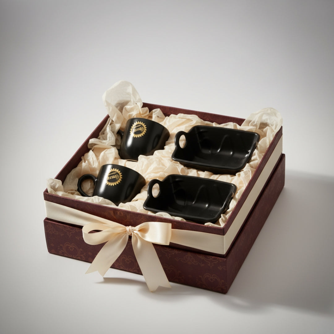 Ceramic Tea & Coffee Mug Set – 4 Pcs Elegant Cups