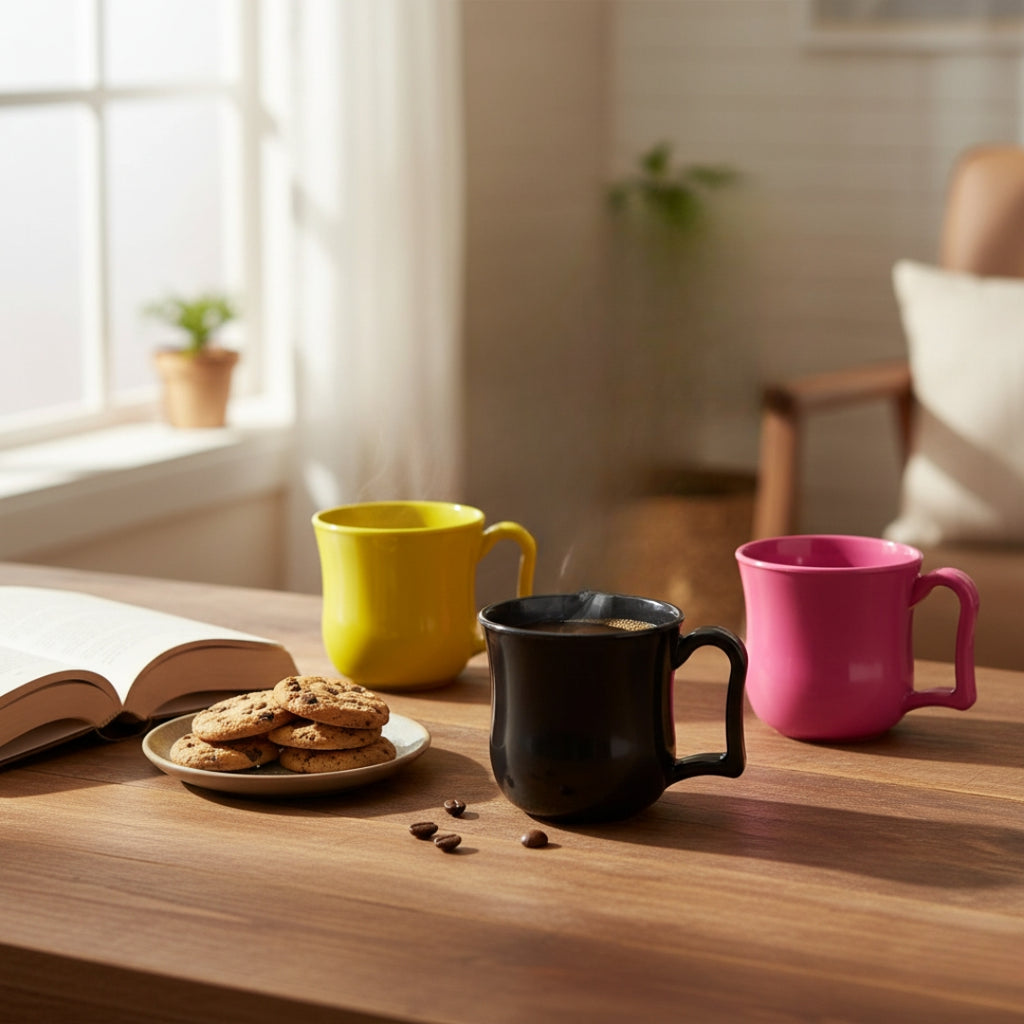 Plastic Coffee & Tea Mug with Handle – Premium Quality (1 Pc)