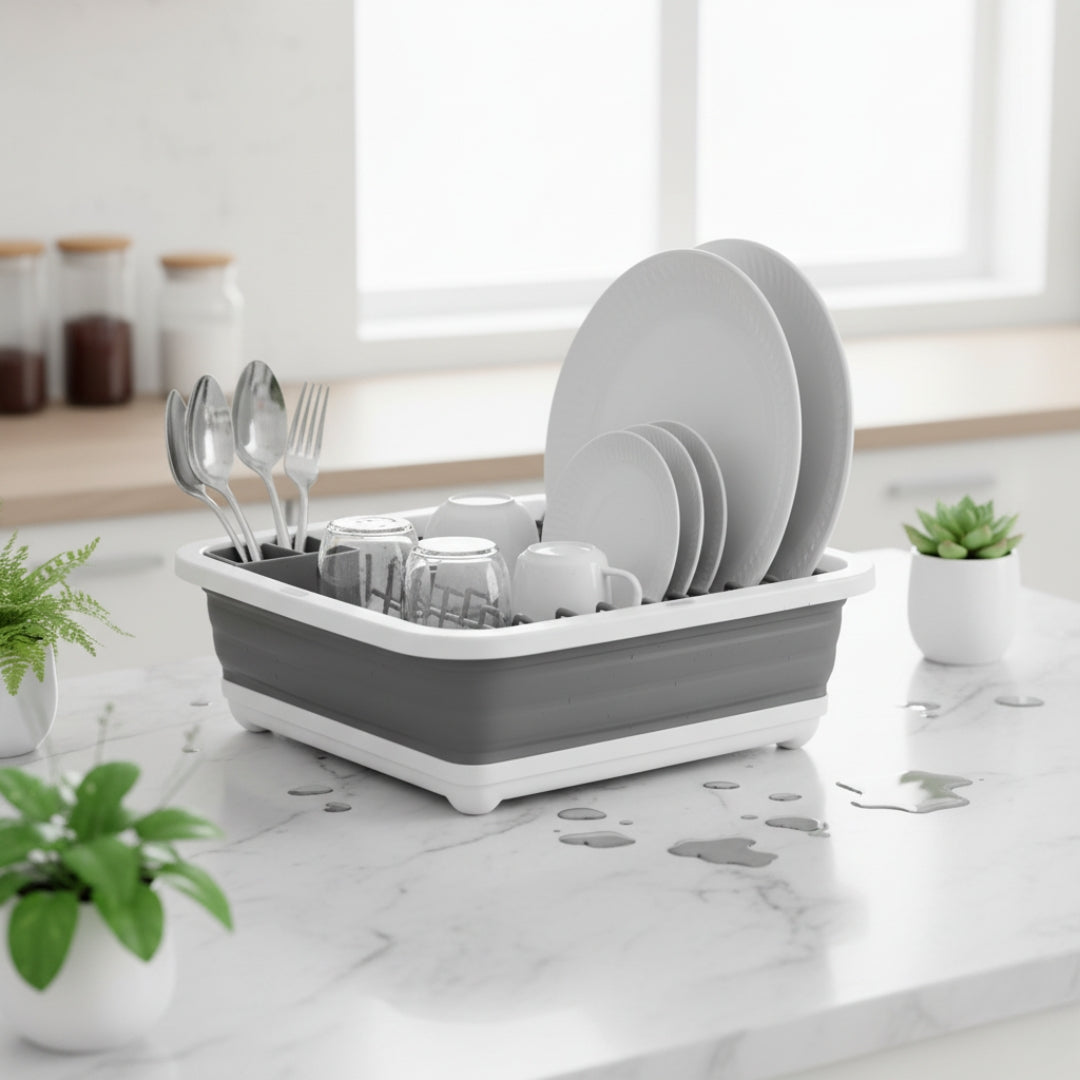 Collapsible Silicone Dish Drying Rack – Folding Drainer