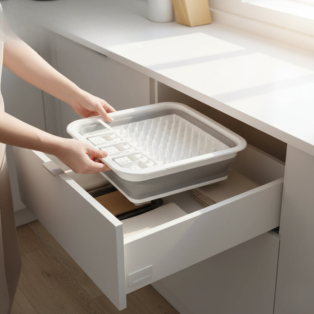 Collapsible Silicone Dish Drying Rack – Folding Drainer