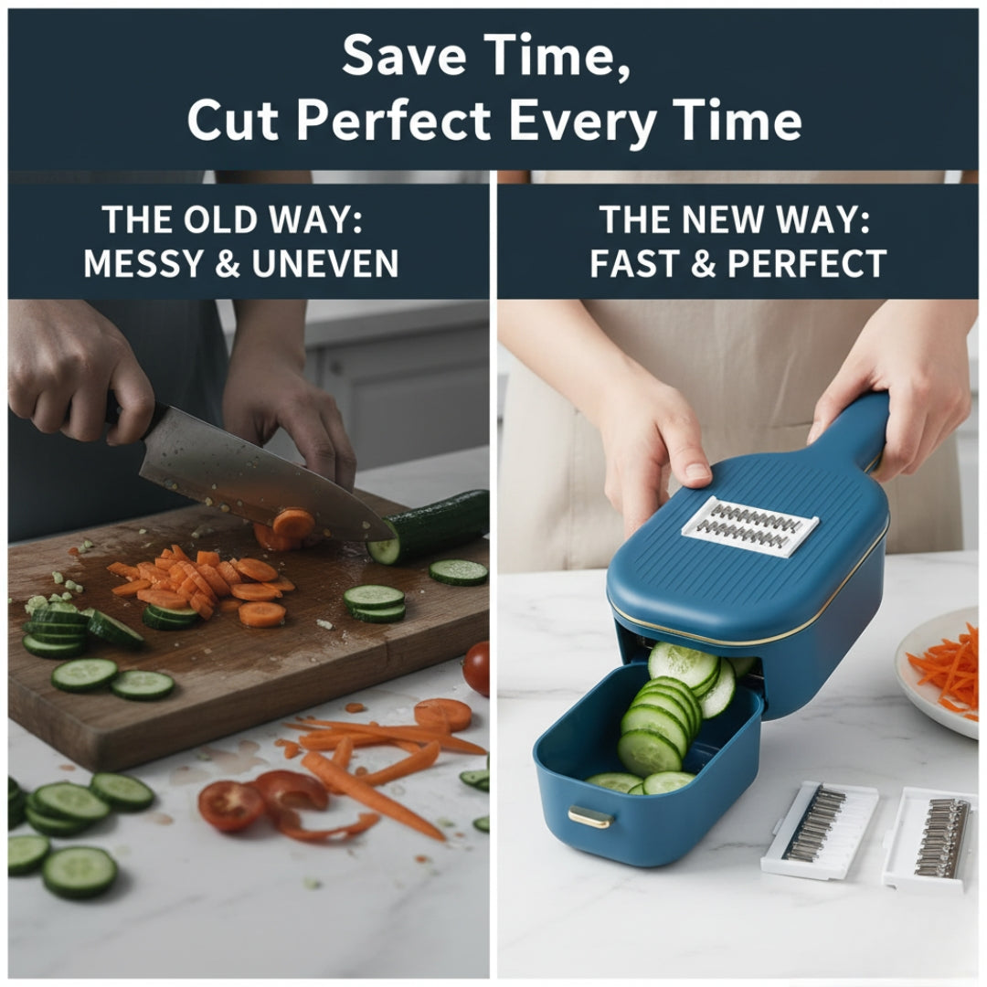 6-in-1 Vegetable Slicer & Cutter with Storage Container – Kitchen Tool