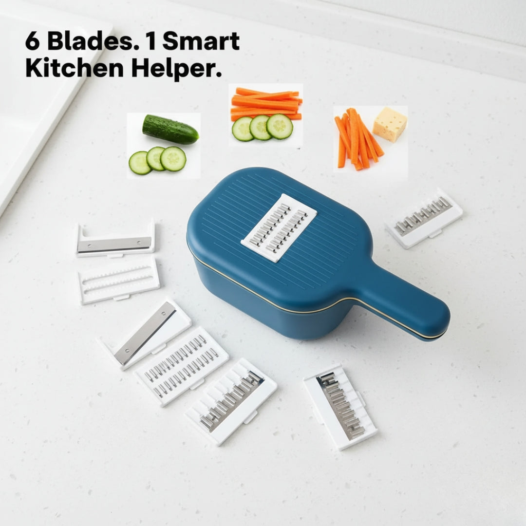 6-in-1 Vegetable Slicer & Cutter with Storage Container – Kitchen Tool