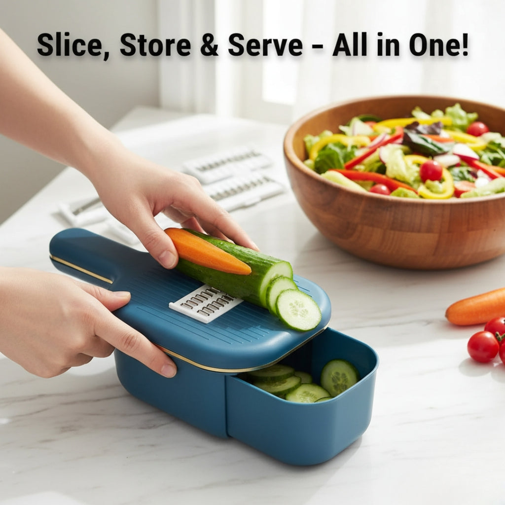 6-in-1 Vegetable Slicer & Cutter with Storage Container – Kitchen Tool