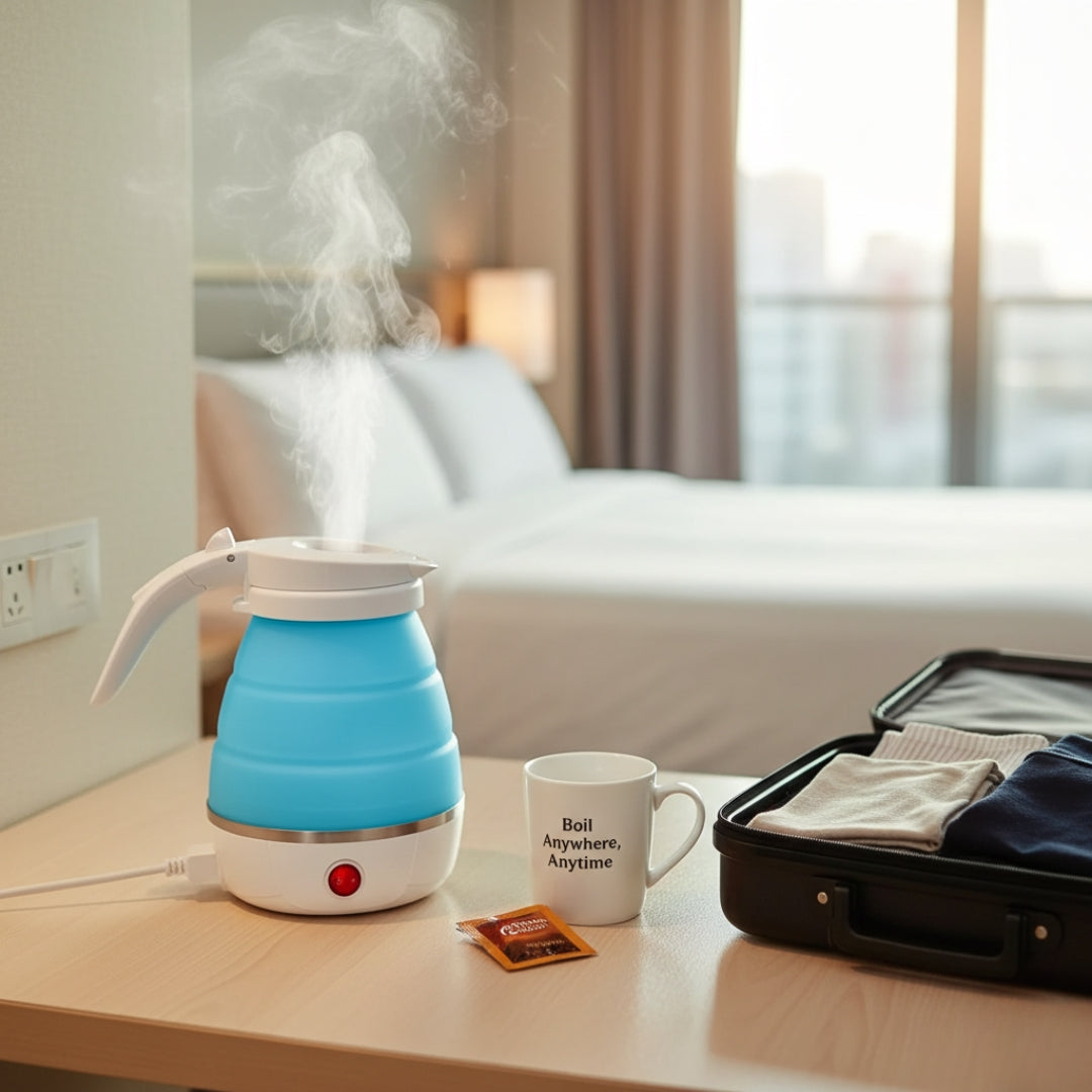 Foldable Electric Kettle – Silicone Collapsible Portable Boiler