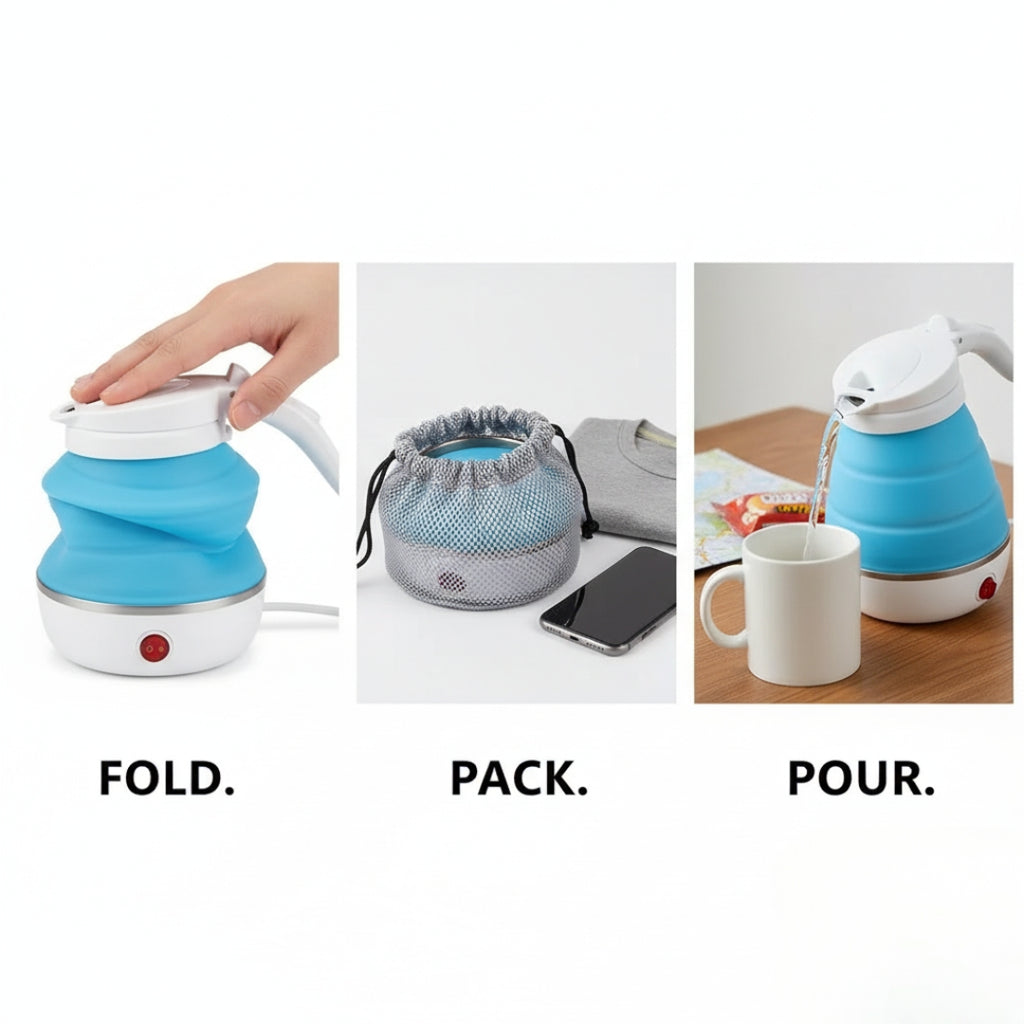 Foldable Electric Kettle – Silicone Collapsible Portable Boiler
