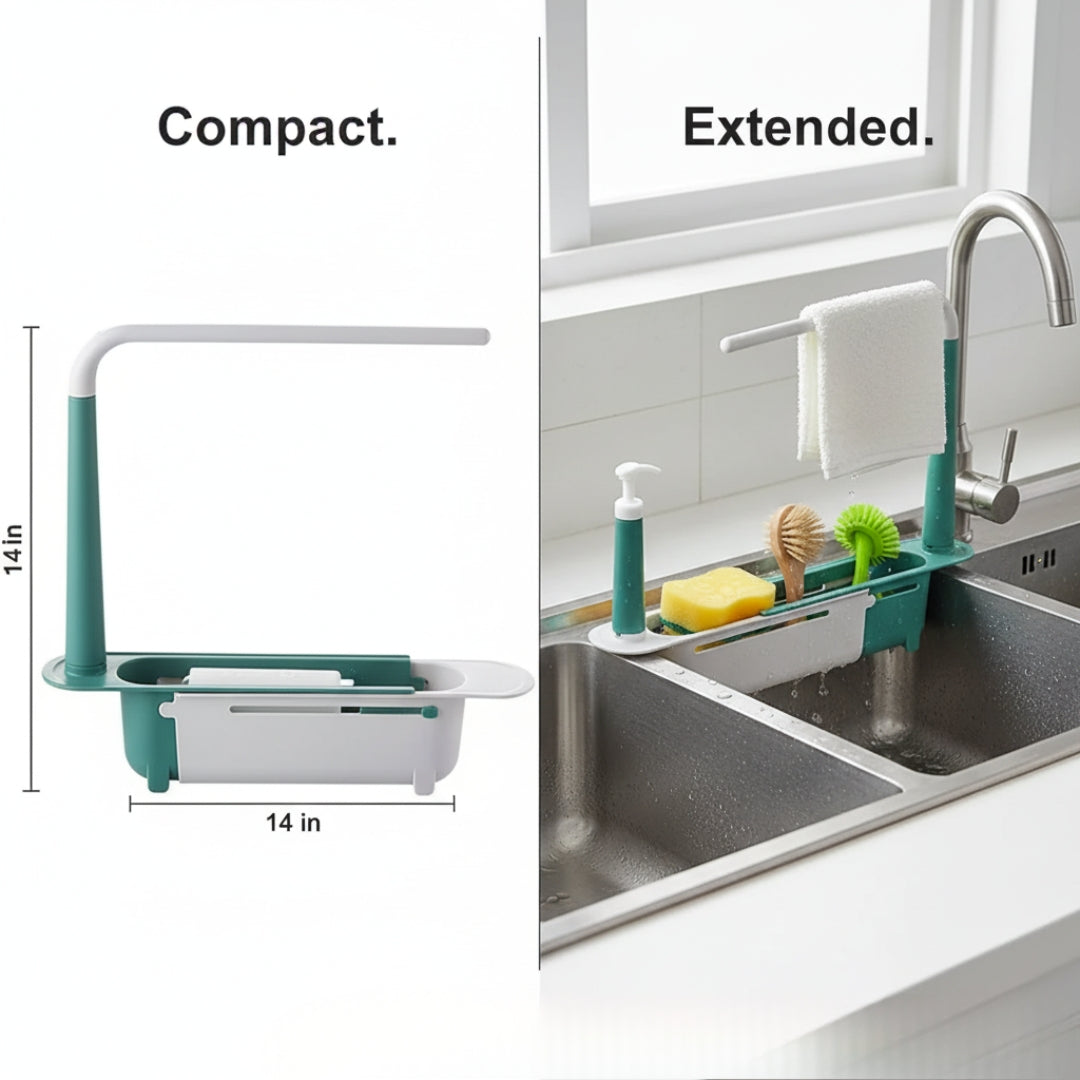 Expandable Kitchen Dish Drying Rack – Adjustable Over-the-Sink Basket Drainer