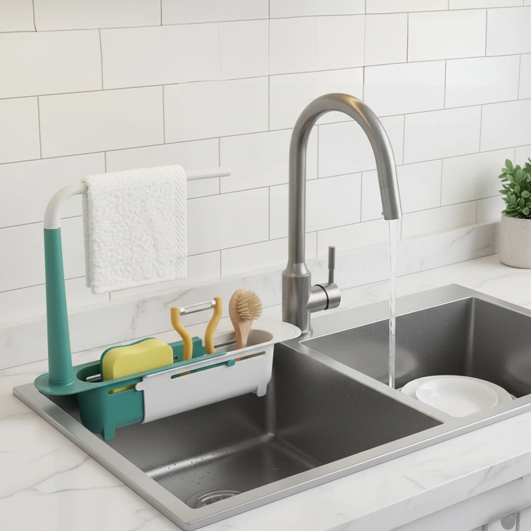 Expandable Kitchen Dish Drying Rack – Adjustable Over-the-Sink Basket Drainer