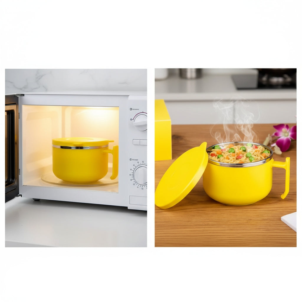 Double-Layer Maggie Bowl with Lid & Handle – Microwave-Safe Soup, Soup Bowl with Lid