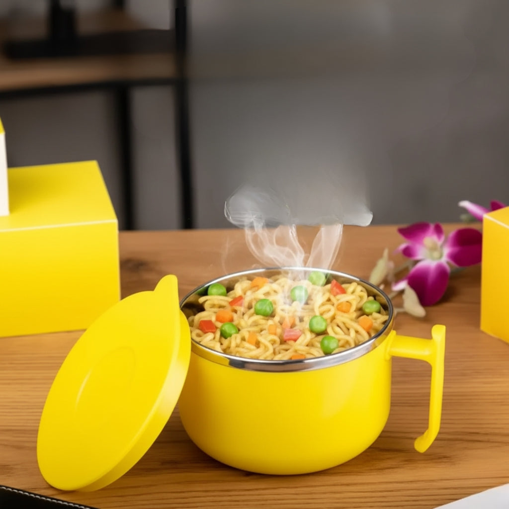 Double-Layer Maggie Bowl with Lid & Handle – Microwave-Safe Soup, Soup Bowl with Lid