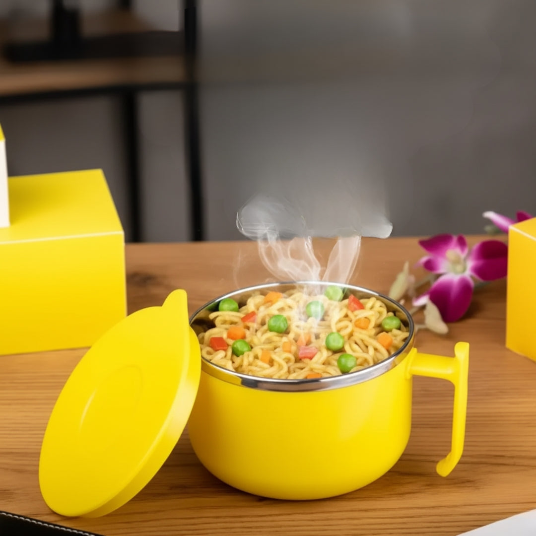 Double-Layer Maggie Bowl with Lid & Handle – Microwave-Safe Soup, Soup Bowl with Lid